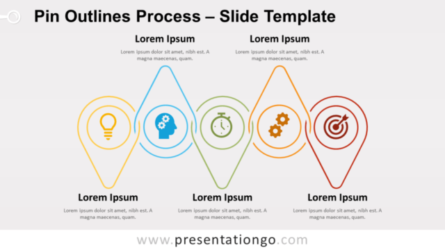 Proceso de Contorno de Alfileres Gráfico Gratis Para PowerPoint Y Google Slides