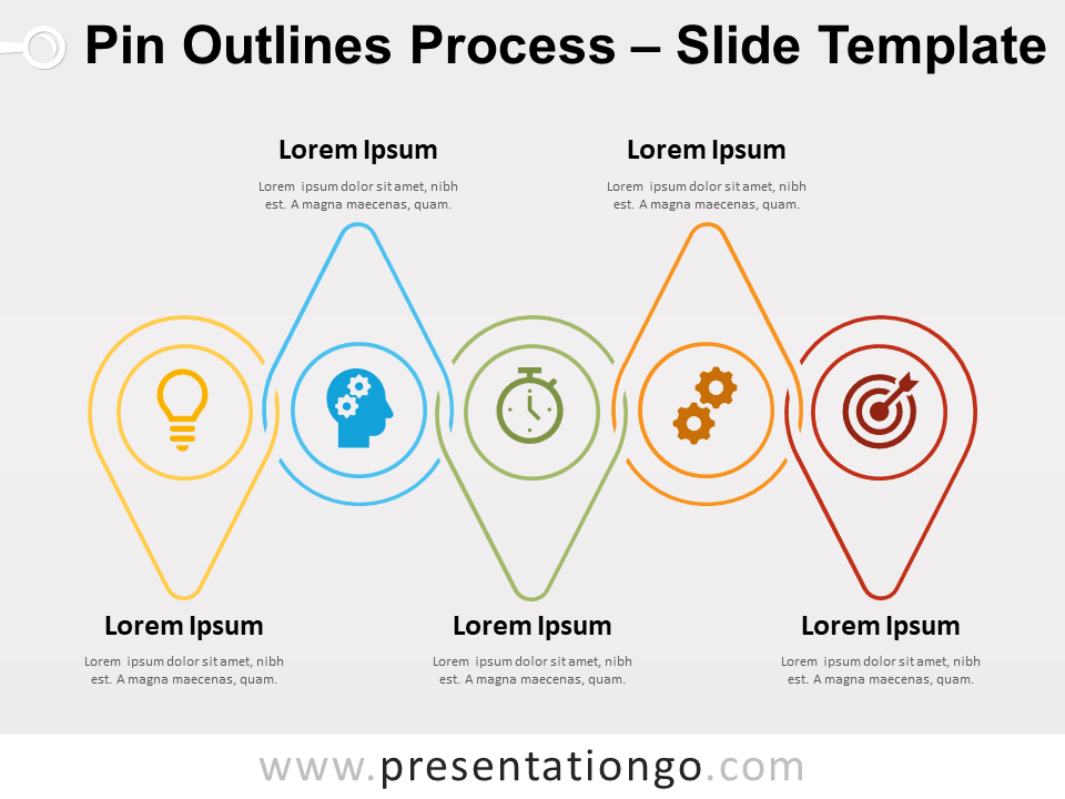 Proceso de Contorno de Alfileres Gráfico Gratis Para PowerPoint Y Google Slides
