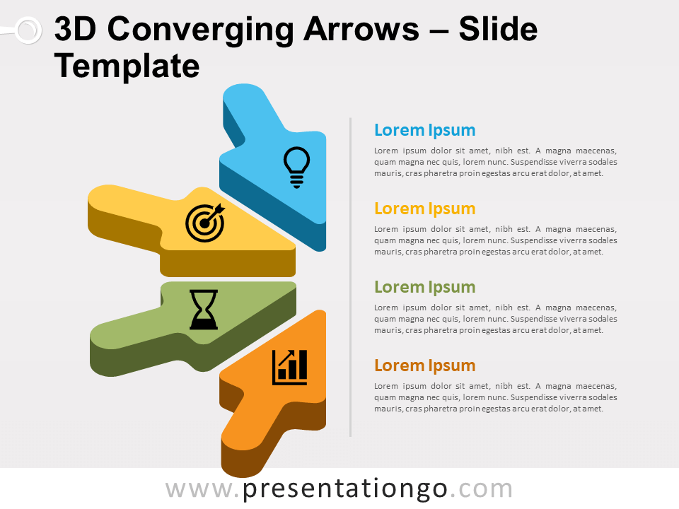 Flechas Convergentes 3D Gráfico Gratis Para PowerPoint Y Google Slides