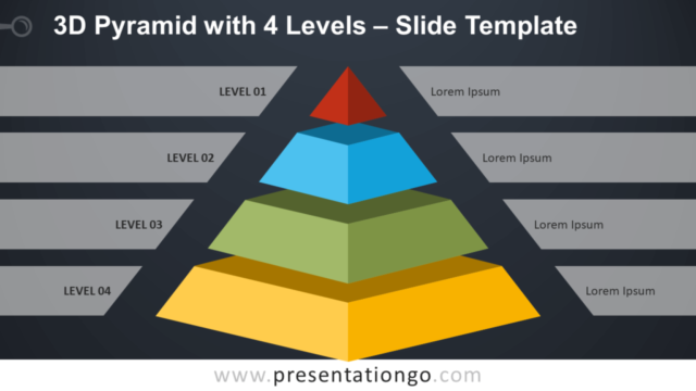 Pirámide en 3D Con 4 Niveles Diagrama Gratis Para PowerPoint Y Google Slides