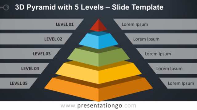 Pirámide 3D Con 5 Niveles Diagrama Gratis Para PowerPoint Y Google Slides