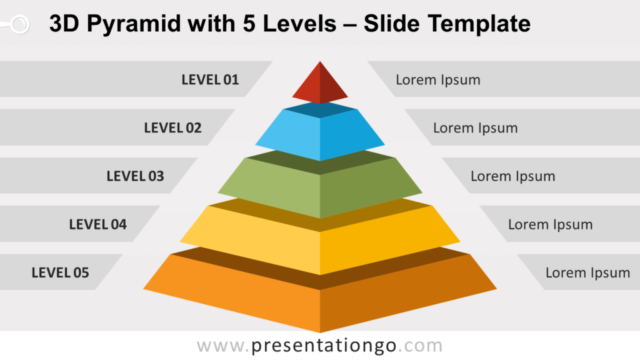 Pirámide 3D Con 5 Niveles Diagrama Gratis Para PowerPoint Y Google Slides