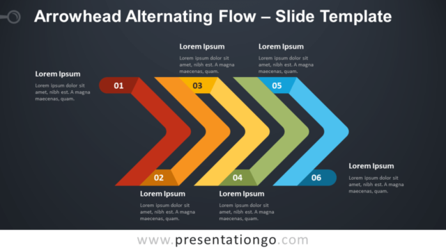 Flujo de Flechas Alternas Diagrama Gratis Para PowerPoint Y Google Slides