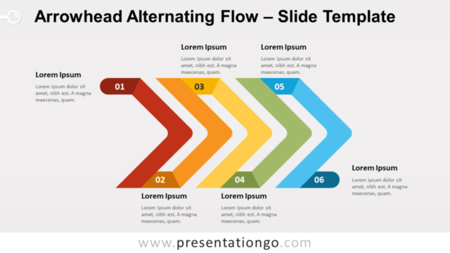 Flujo de Flechas Alternas Diagrama Gratis Para PowerPoint Y Google Slides