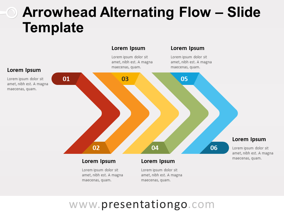 Flujo de Flechas Alternas Diagrama Gratis Para PowerPoint Y Google Slides