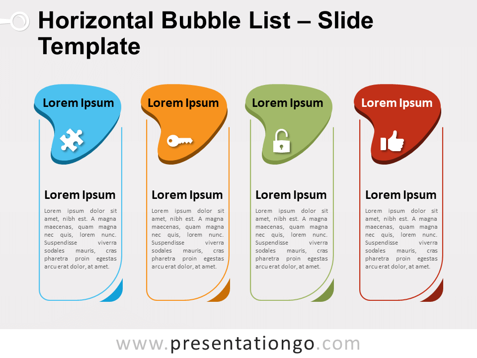Lista de Burbujas Horizontales Gráfico Gratis Para PowerPoint Y Google Slides