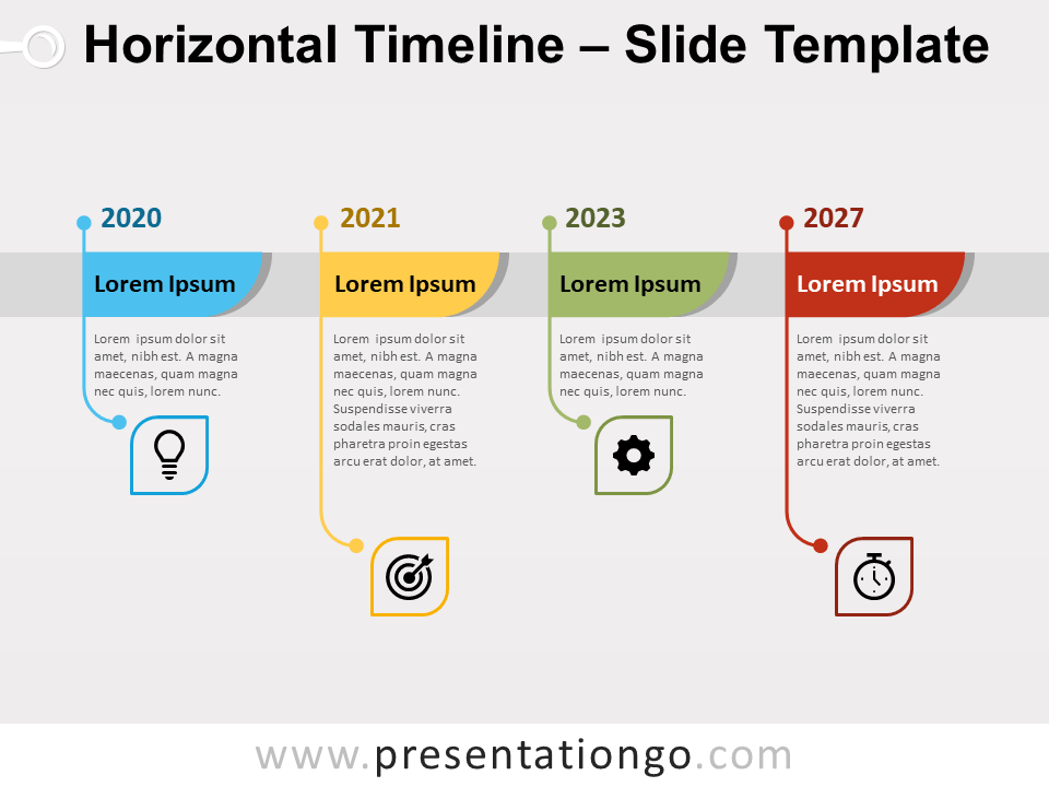 Línea de Tiempo Horizontal Diagrama Gratis Para PowerPoint Y Google Slides