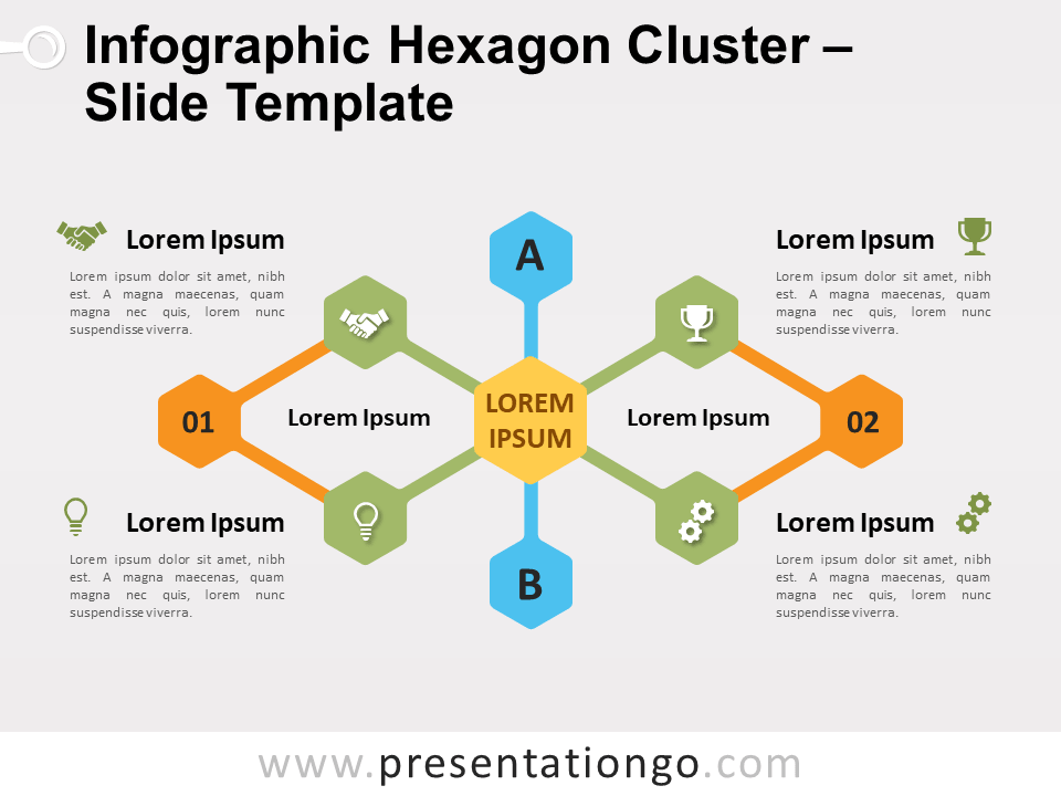 Grupo de Hexágonos Infográficos Diagrama Gratis Para PowerPoint Y Google Slides