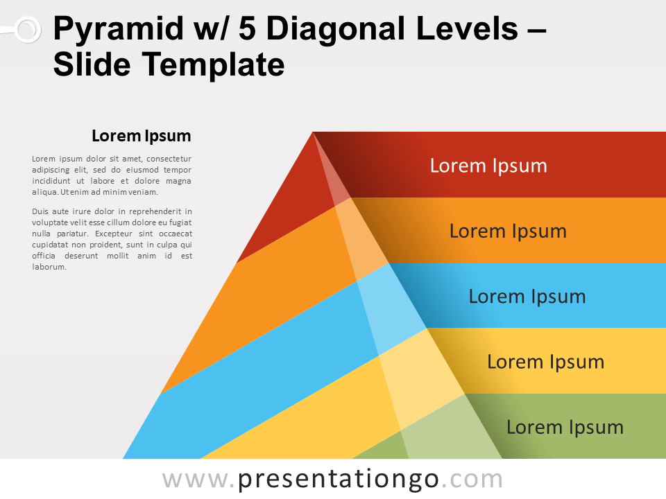 Pirámide Con 5 Niveles Diagonales Diagrama Gratis Para PowerPoint Y Google Slides