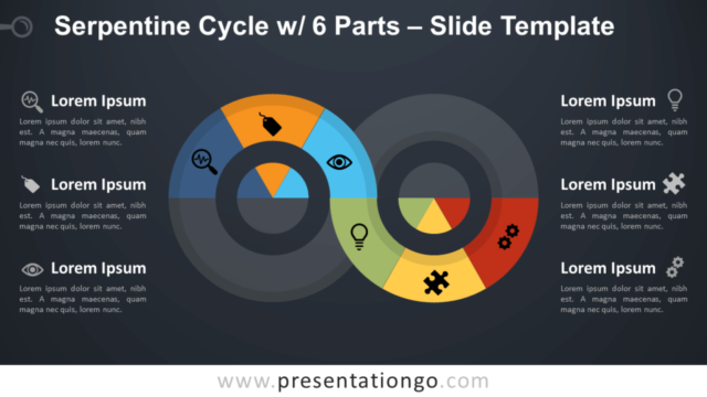 Serpentín Cíclico Con 6 Partes Diagrama Gratis Para PowerPoint Y Google Slides