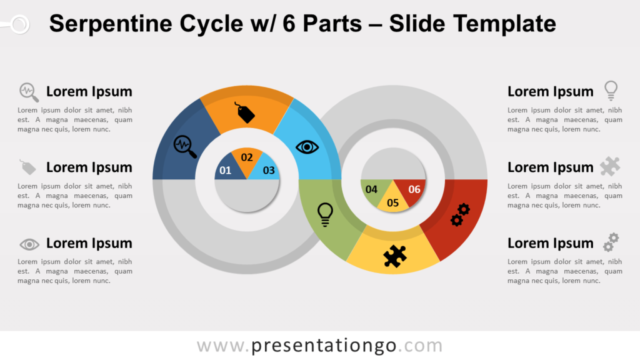 Serpentín Cíclico Con 6 Partes Diagrama Gratis Para PowerPoint Y Google Slides