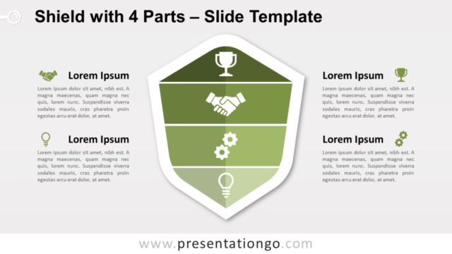 Plantilla de Escudo Con 4 Partes Gráfico Gratis Para PowerPoint Y Google Slides