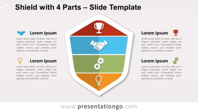 Plantilla de Escudo Con 4 Partes Gráfico Gratis Para PowerPoint Y Google Slides
