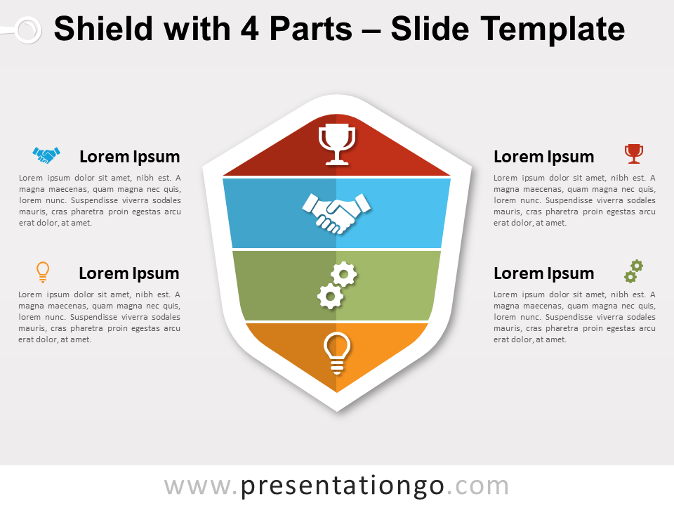 Plantilla de Escudo Con 4 Partes Gráfico Gratis Para PowerPoint Y Google Slides