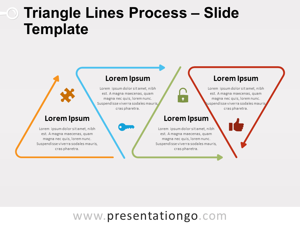 Proceso de Líneas de Triángulo Diagrama Gratis Para PowerPoint Y Google Slides