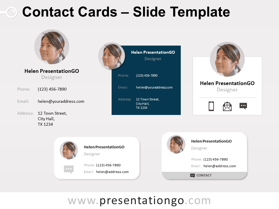 Tarjetas de Contacto Gráfico Gratis Para PowerPoint Y Google Slides