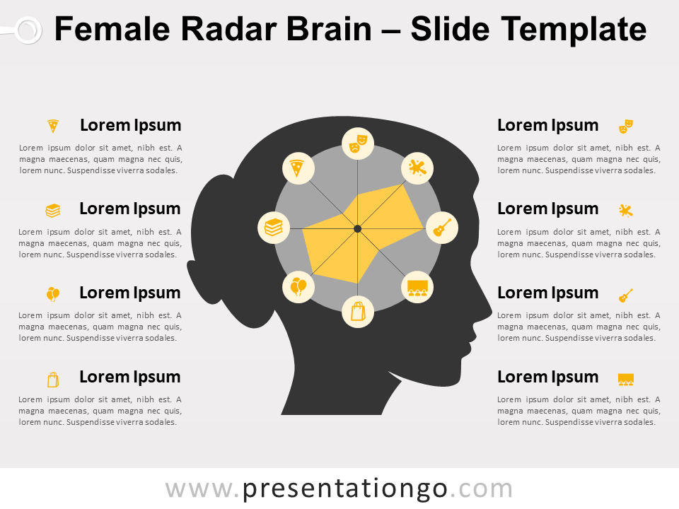 Cerebro Radar Femenino Gráfico Gratis Para PowerPoint Y Google Slides