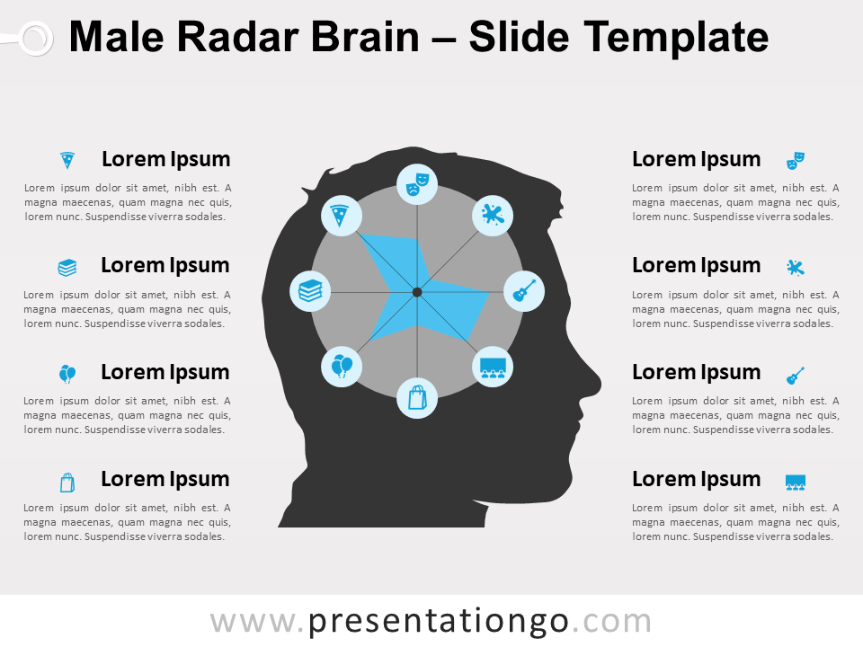 Cerebro Con Gráfico Radar Masculino Gráfico Gratis Para PowerPoint Y Google Slides