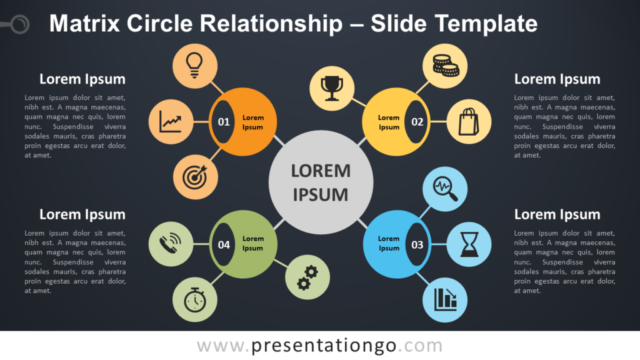 Relación de Círculos En Matriz Diagrama Gratis Para PowerPoint Y Google Slides