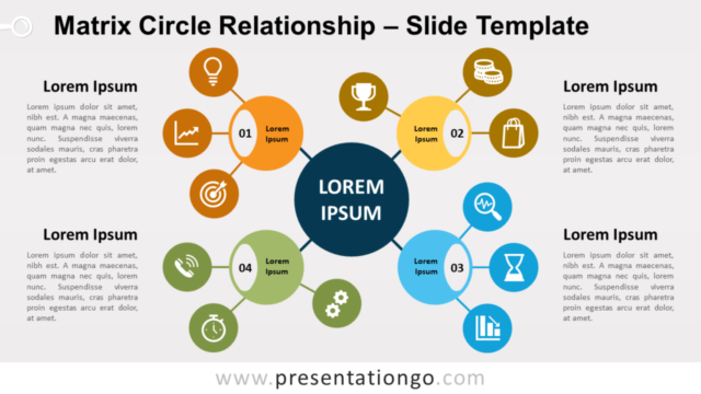 Relación de Círculos En Matriz Diagrama Gratis Para PowerPoint Y Google Slides