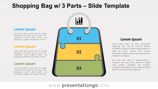 Bolsa de Compras Con 3 Partes Gráfico Gratis Para PowerPoint Y Google Slides