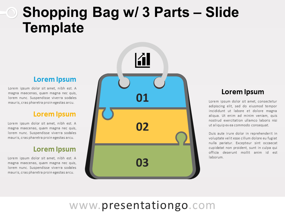 Bolsa de Compras Con 3 Partes Gráfico Gratis Para PowerPoint Y Google Slides