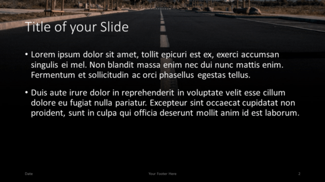 Plantilla Carreteras Oscuras Gratis Para PowerPoint Y Google Slides - Diapositiva de Título Y Contenido