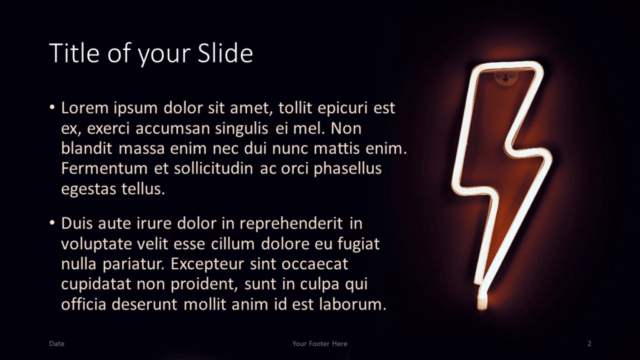 Plantilla Gratis de Luces de Neón Para PowerPoint Y Google Slides - Diapositiva de Título Y Contenido