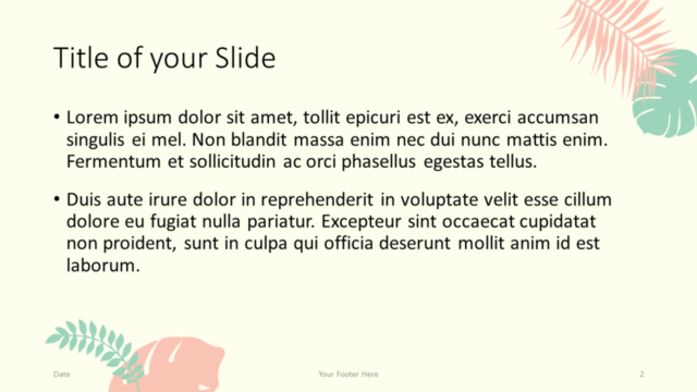 Plantilla de Hojas Pastel Gratis Para PowerPoint Y Google Slides - Diapositiva de Título Y Contenido