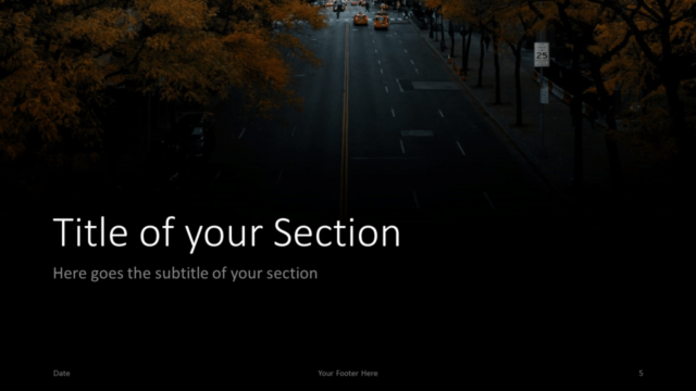 Plantilla Carreteras Oscuras Gratis Para PowerPoint Y Google Slides - Diapositiva de Sección