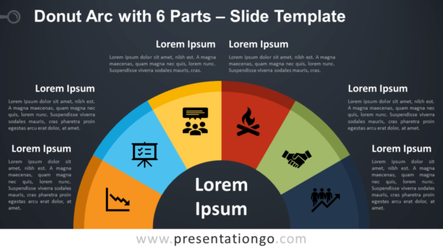 Arcos de Donut Con 6 Partes Diagrama Gratis Para PowerPoint Y Google Slides