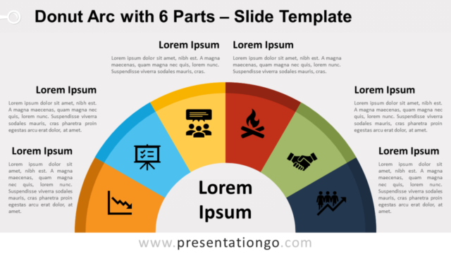 Arcos de Donut Con 6 Partes Diagrama Gratis Para PowerPoint Y Google Slides