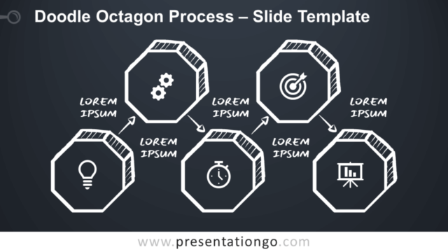 Proceso de Octágono de Garabatos Gráfico Gratis Para PowerPoint Y Google Slides