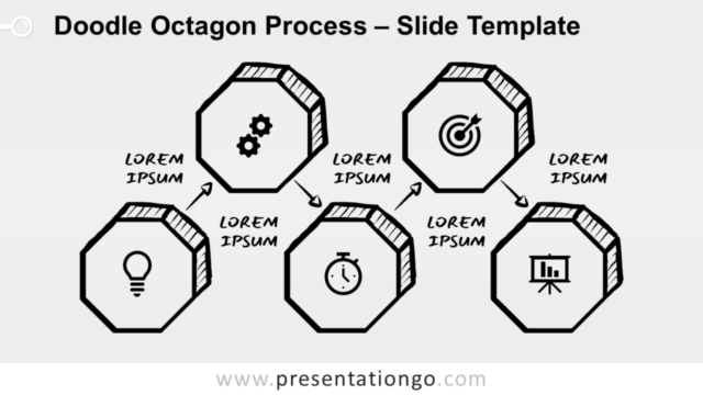 Proceso de Octágono de Garabatos Gráfico Gratis Para PowerPoint Y Google Slides