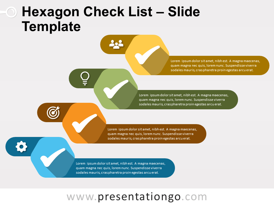 Lista de Verificación Hexagonal Gráfico Gratis Para PowerPoint Y Google Slides