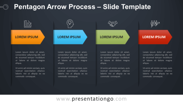 Proceso de Flechas Pentagonales Gráfico Gratis Para PowerPoint Y Google Slides