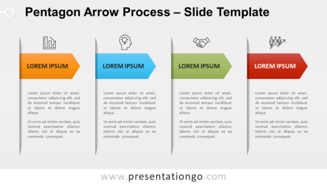 Proceso de Flechas Pentagonales Gráfico Gratis Para PowerPoint Y Google Slides