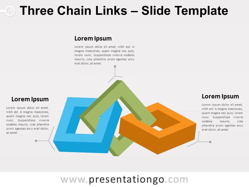 Tres Eslabones de Cadena Gráfico Gratis Para PowerPoint Y Google Slides