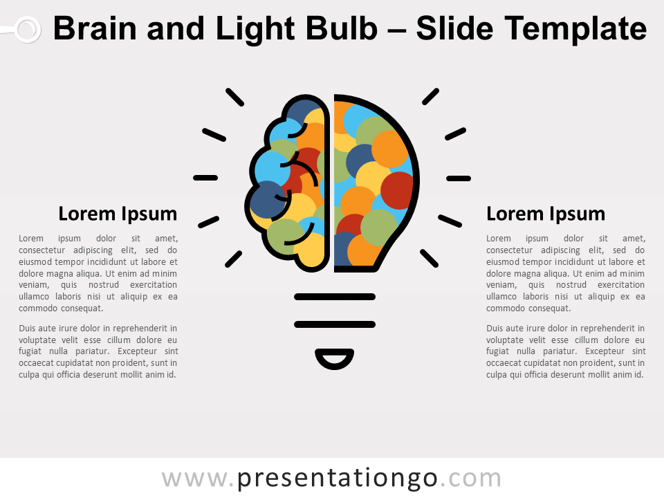 Cerebro y Bombilla Gráfico Gratis Para PowerPoint Y Google Slides