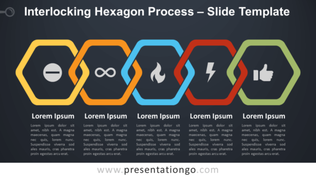 Proceso de Hexágonos Entrelazados Diagrama Gratis Para PowerPoint Y Google Slides