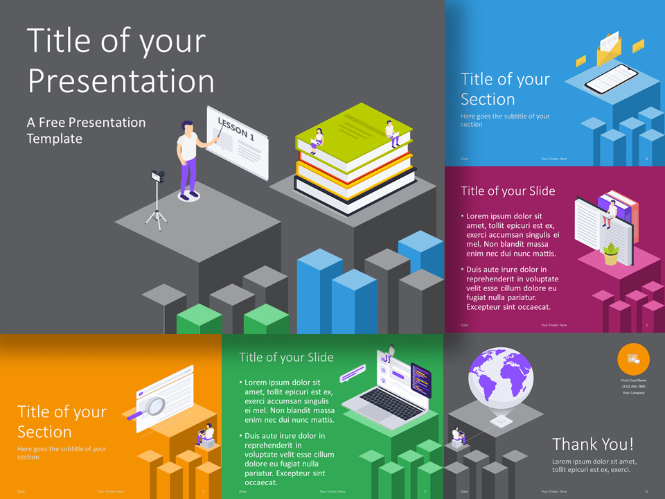 Plantilla Gratis de eLearning Isométrico Para PowerPoint Y Google Slides