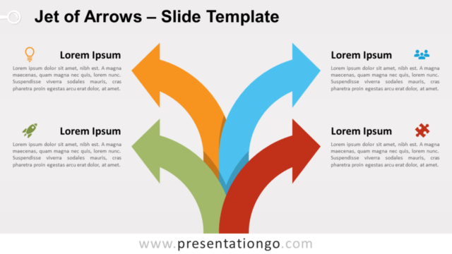 Chorro de Flechas Diagrama Gratis Para PowerPoint Y Google Slides