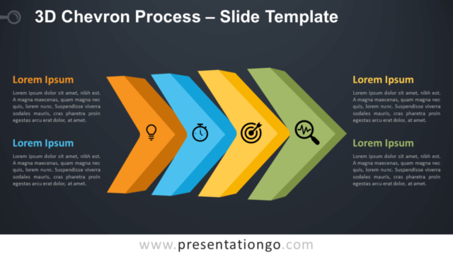 Proceso de Cheurón 3D Diagrama Gratis Para PowerPoint Y Google Slides