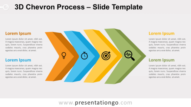 Proceso de Cheurón 3D Diagrama Gratis Para PowerPoint Y Google Slides