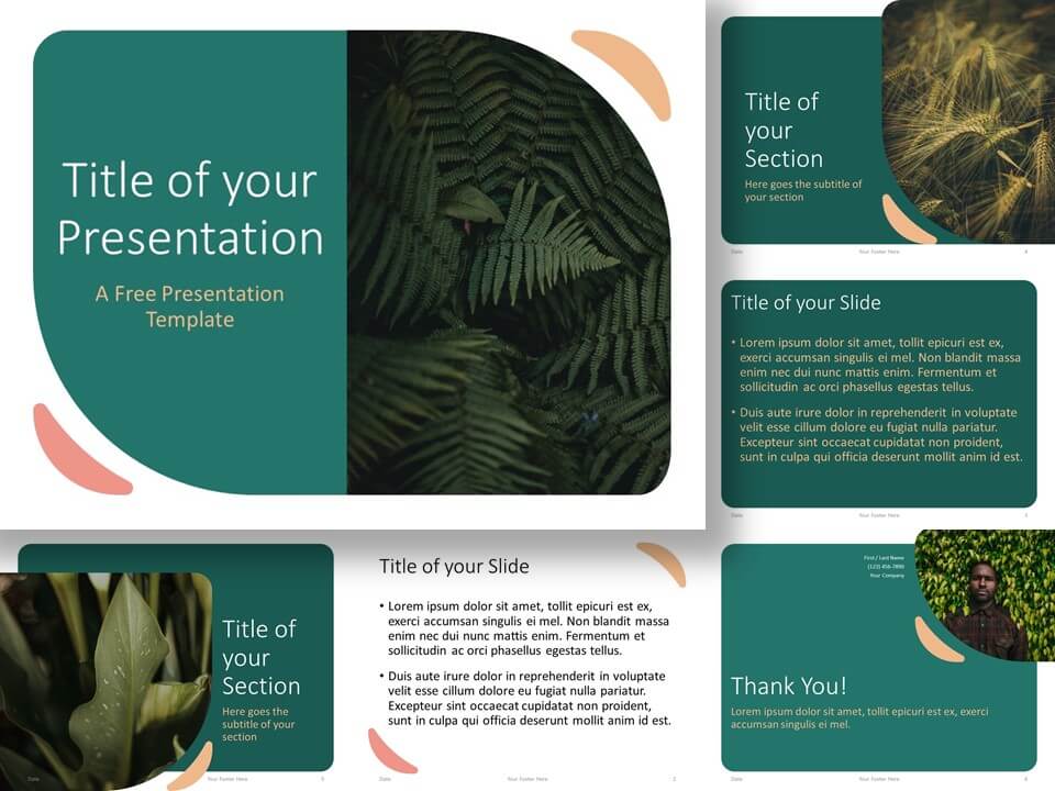 Forma Redondeada Abstracta de Color Verde - Plantilla Gratis Para PowerPoint Y Google Slides