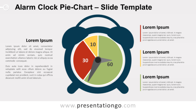 Gráfico de Reloj Despertador Con Gráfico Circular Gratis Para PowerPoint Y Google Slides
