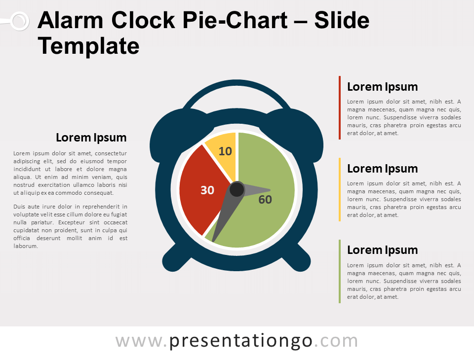 Gráfico de Reloj Despertador Con Gráfico Circular Gratis Para PowerPoint Y Google Slides