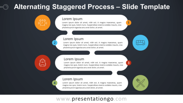 Proceso Escalonado Alternado Gráfico Gratis Para PowerPoint Y Google Slides