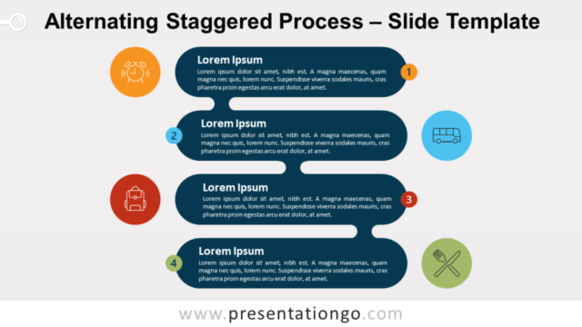Proceso Escalonado Alternado Gráfico Gratis Para PowerPoint Y Google Slides