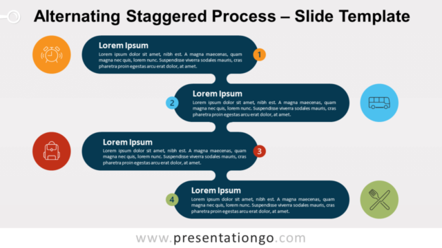 Proceso Escalonado Alternado Gráfico Gratis Para PowerPoint Y Google Slides
